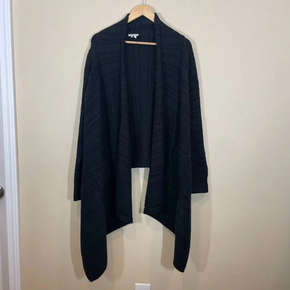 Manoukian Striped Open Front Wool Blend Sweater Cardigan Womens SZ M Long Sleeve - Picture 1 of 11